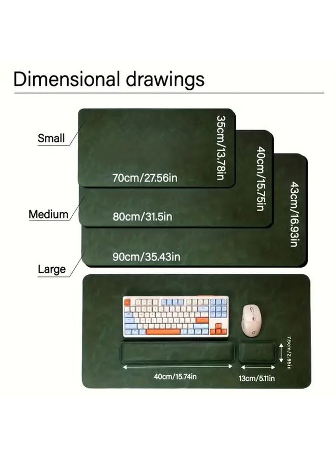 Gray 3pcs Set Mouse Pad Keyboard Pad Wrist Rest Large Desk Protector 70x35cm - Image 2